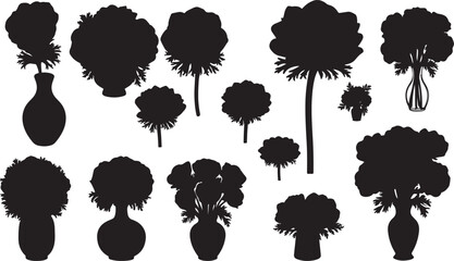 Anemone Silhouette on White Background