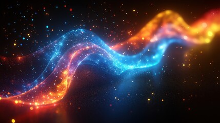 Fototapeta premium Vibrant Abstract Light Waves with Glowing Particles and Colors