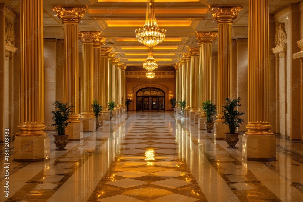 Aufkleber grand interior of a prestigious government building featuring elegant columns and luxurious lighting