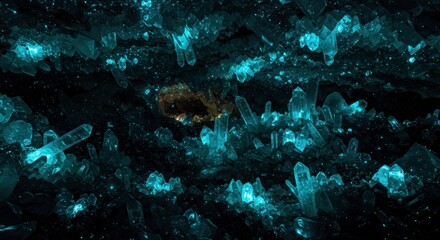 Fototapeta premium Luminous Crystal Cave Sparkling Quartz Geodes and Mineral Formations