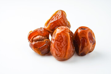 Dates fruit sukari or kurma sukari, isolated on white background