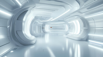 Obraz premium Futuristic White Corridor Architecture Design