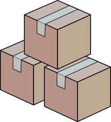 積まれた段ボール荷物のベクターイラスト