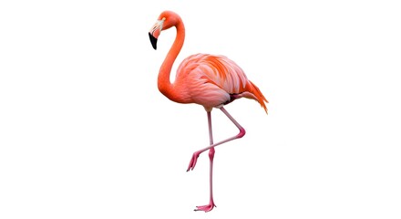 Fototapeta premium Pink Flamingo Wildlife Photography With White Background High Quality