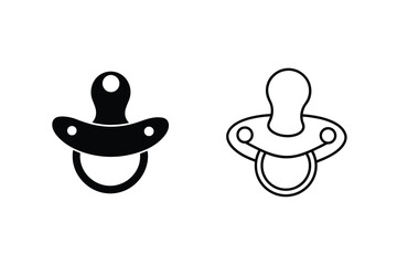 Baby Pacifier Icons Filled and Outline Designs for Infants