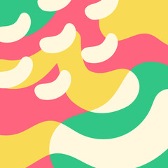 Groovy colourful abstract shape background