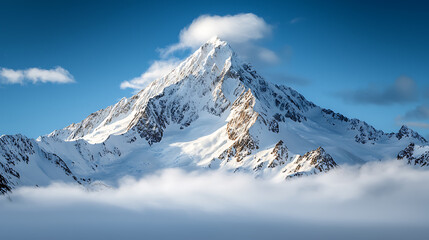 Fototapeta premium Majestic snow-capped mountain peak alpine region scenic photography outdoor adventure aerial view nature's serenity