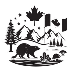 Canada Day silhouette Vector Icon Design