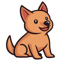 cute dog sitting pet animal flat color vector illustration template design