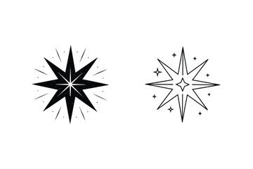 Obraz premium Simple Starburst Icons Black, White, Shiny, Design Elements