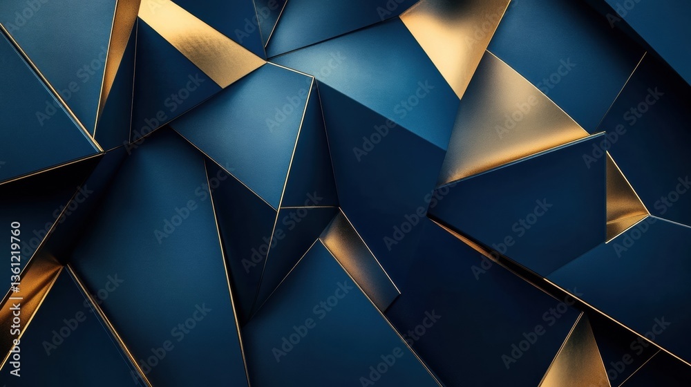 Leinwandbilder Modern abstract background featuring geometric shapes in deep blue and gold colors representing political structure Generative AI