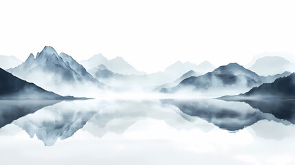 Fototapeta premium Misty Mountain Landscape in Ink Wash Style