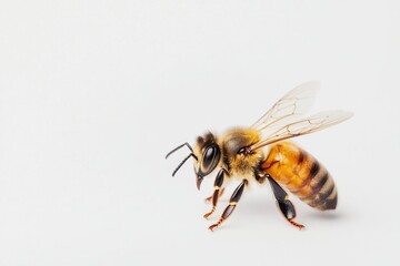 minimalistic stock photo of single honeybee silhouette against smooth white background symbolizing simplicity and importance