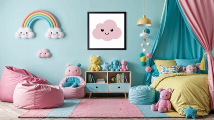 Minimalist Pastel Nursery Mockup with Cozy Setup