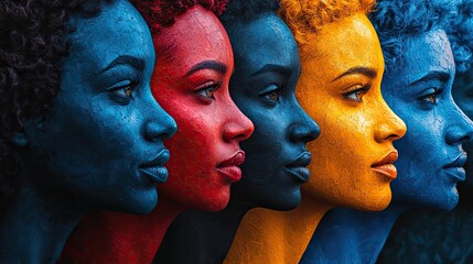 A vibrant mosaic of diverse faces, showcasing digital diversity and unity, promoting inclusivity and global connection