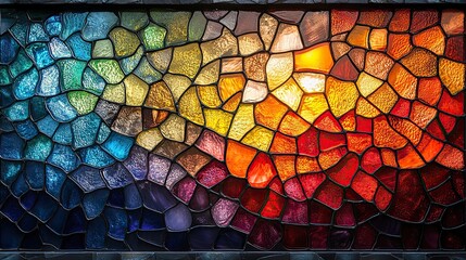 A vibrant stained glass pattern showcasing a kaleidoscope of colors, representing diverse paths and creativity The interplay of light and color creates a stunning visual experience