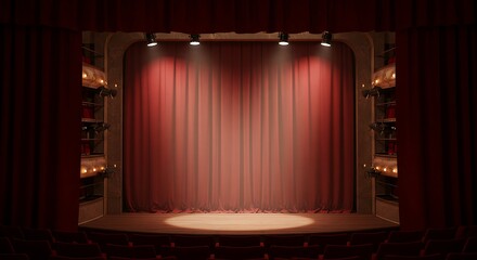 A beautiful stage setting illuminated for an important performance