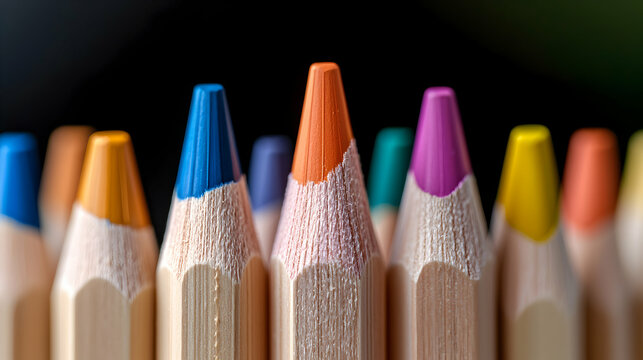Close-up of Colorful Sharpened Pencils