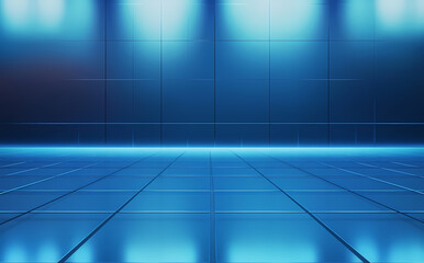 Obraz premium Futuristic Blue Tile Room Interior