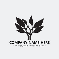 Plant illustration for logo company black and white vector image

