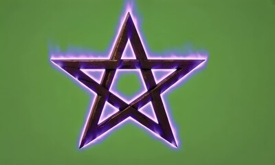Green screen footage of an enchanted fire star glyph burning with intense purple energy, appearing and disappearing in a supernatural effect - Powered by Adobe