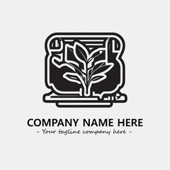 Plant illustration for logo company black and white vector image
