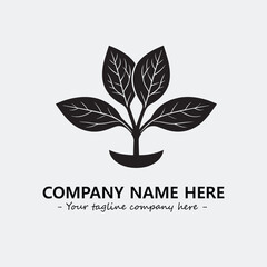 Plant illustration for logo company black and white vector image
