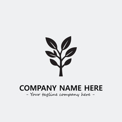 Plant illustration for logo company black and white vector image
