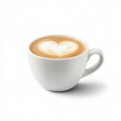 Fototapeta premium white coffee cup with heart shaped latte art on plain background