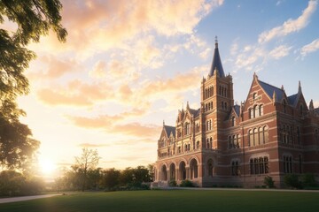 Obraz premium capture grandeur of historical landmark emphasizing its architectural splendor with soft focus on surrounding ambiance