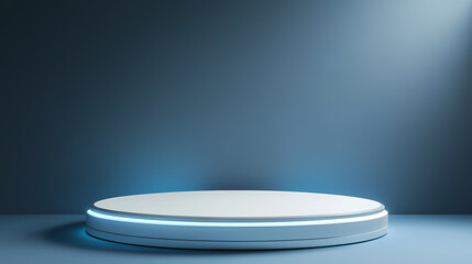 Empty Product Display Stage with Neon Lighting