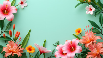 Obraz premium “Leaves and flowers on a dark background