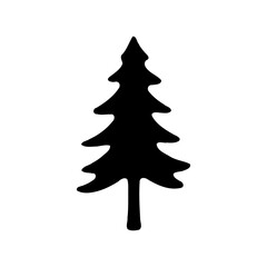 Monochrome Fir Tree Silhouette for Winter Season