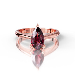 Wedding Ring with Pear Cut Diamond