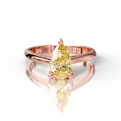Unique Solitaire Ring with Pear Cut Diamond