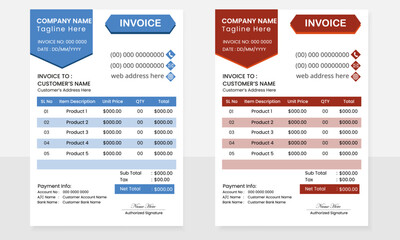 Invoice payment layout template