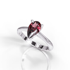 Romantic Solitaire Ring with Tear Drop Stone