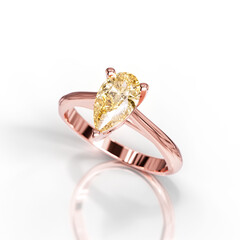 High-Quality Solitaire Ring with Pear Gemstone