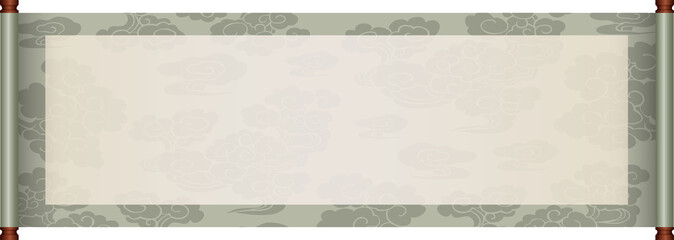 Ancient Chinese Traditional Scroll, Elegant Oriental Banner with Classic Patterns, suitable for various Oriental and Chinese-style designs, as well as festivals and celebrations.
