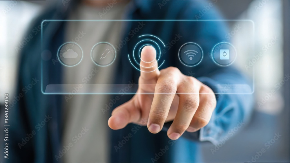 Poster Person Using Gesture to Interact with Virtual Touchscreen Interface