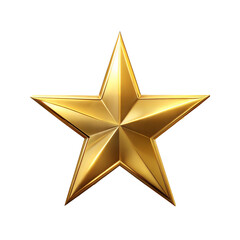 Gold star isolated on transparent background. Png