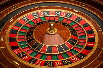 close up view of multi layered roulette wheel featuring vibrant colors and intricate details, evoking excitement