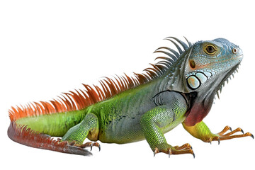 Fototapeta premium green iguana lizard reptile on white background