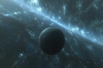 A dark planet existing within a nebula in deep space