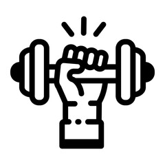 A linear style icon depicting a gym sign 
