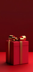 Red Gift Box with Golden Ribbon