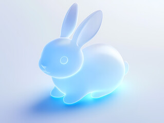 Fototapeta premium 3D Rendered Light Blue Rabbit
