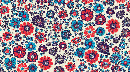 Colorful floral pattern with vibrant flowers and foliage