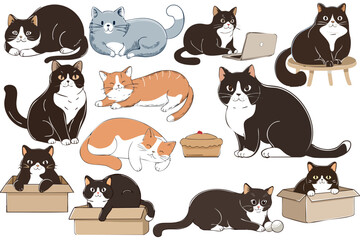 Cat Vector Set Funny Cat
Cute and funny cat illustrations Cat Illustration set Handmade scribbles doodle 
