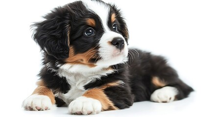 Fototapeta premium Cute Fluffy Puppy Isolated on White Background